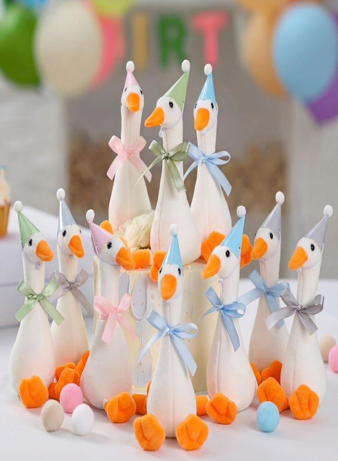 Blueweenly 12 Sets Silly Goose Birthday Decor 1st Adopt a Goose Party Favor Gift 7.1 Inch Stuffed Animal with Mini Party Hat and Ribbon for Christmas Birthday Gift(Cute,Colorful) - Image 1